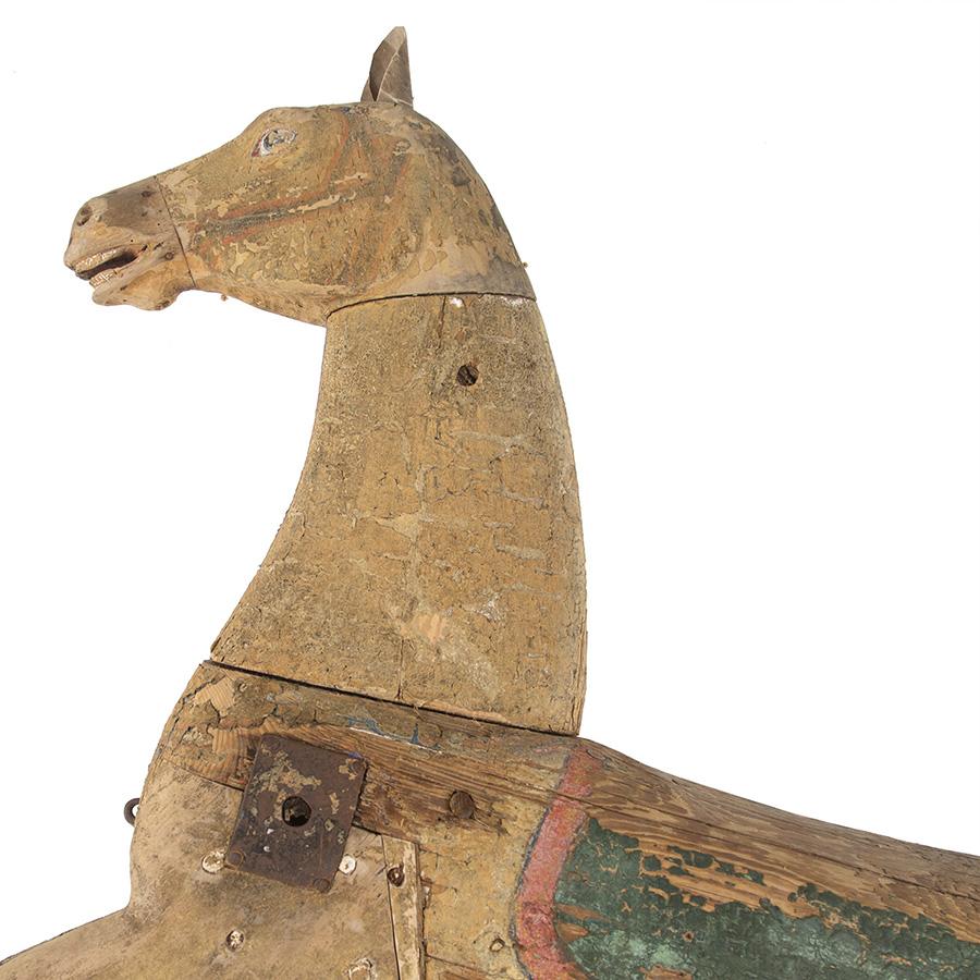 Folk-art Decorative Carved Wooden Horse in Original Paint