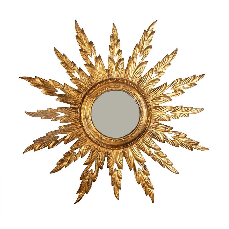 Carved and Gilt Wooden Sunburst Mirror