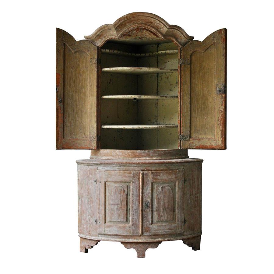 Period 18th Century Rococo Corner Cabinet in Original Paint