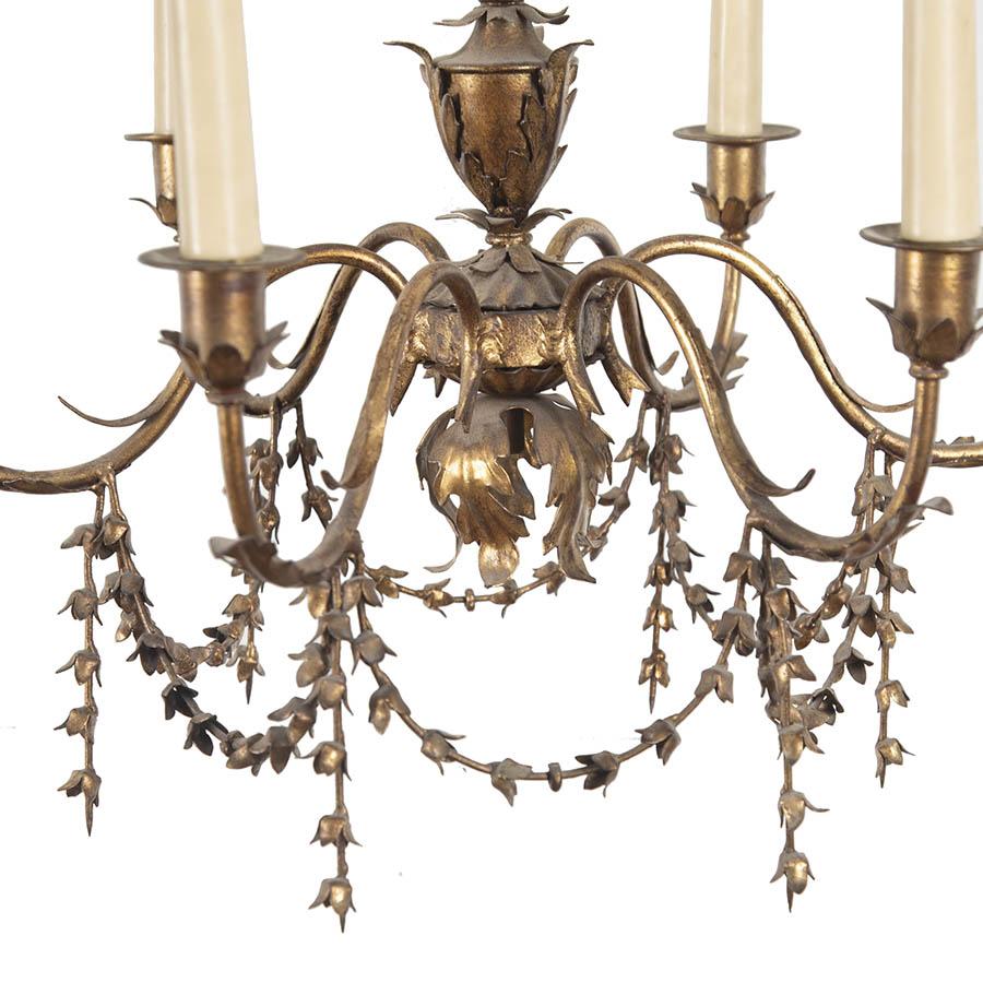 Christopher Hall Antiques Pair of 20th Century Gilt Metal Chandeliers