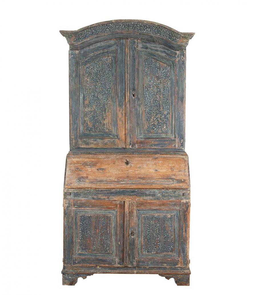 19th Century Swedish Folk Art Secretary in Original Paint