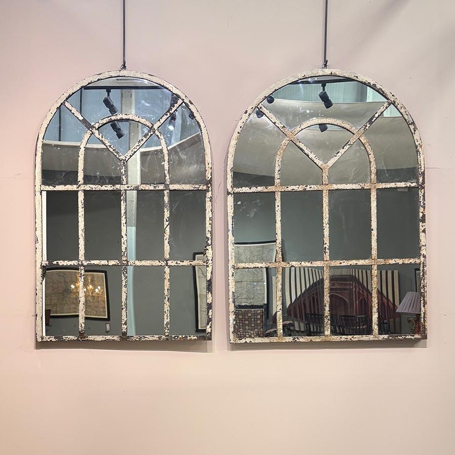 Pair of Metal Industrial Mirror Frames with Original Paint Patina