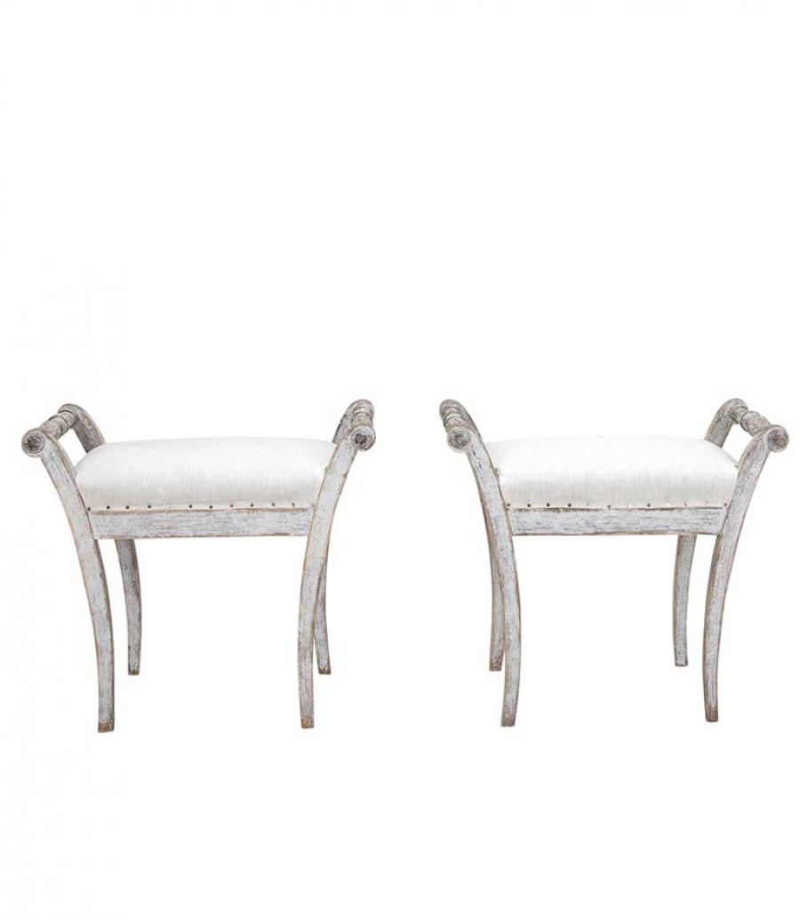 Pair of Late 19th Century Swedish Gustavian Style Footstools