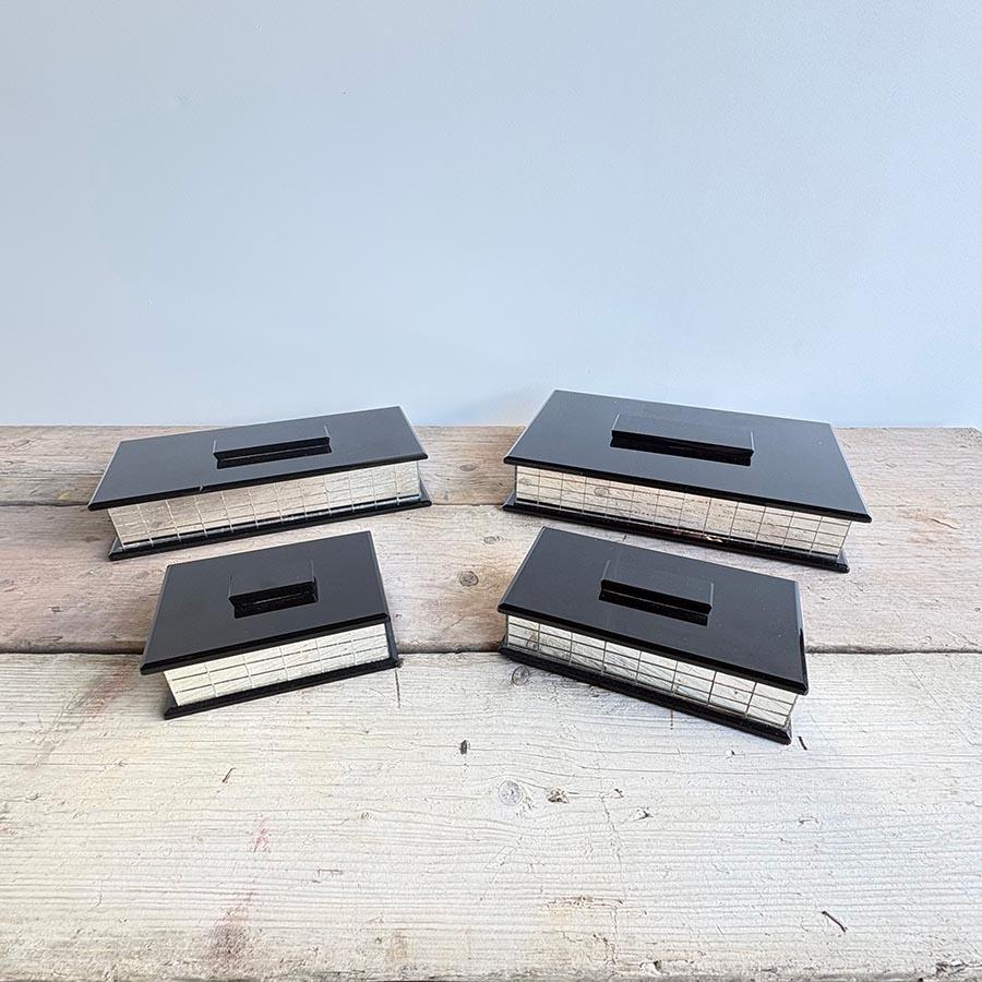 Collection of Four Art Deco boxes with Mirror Mosaics